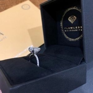 CERTIFIED 4CT Moissanite Diamond Ring Cushion Hidden Halo Platinum - NWT‍‍‍‍‍﻿﻿﻿